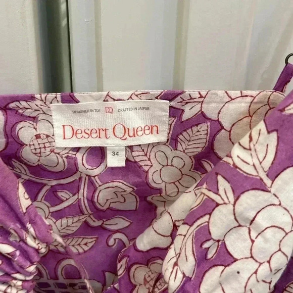 Dress with tie up pulls | size xs/34 | lilac and white - Picture 7 of 13